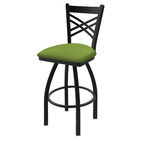 Holland Bar Stool Co 30" Swivel Bar Stool, Black Wrinkle, Canter Kiwi Green Seat 82030BW009